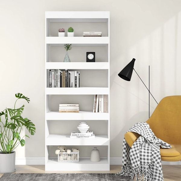 vidaXL Bokhylla/rumsavdelare vit 80x30x198 cm konstruerat trä Vit