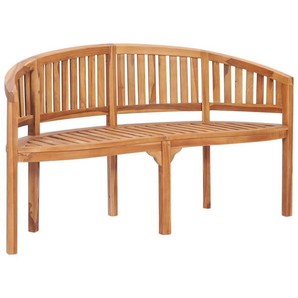 vidaXL Bananbänk 151 cm massiv teak Brun