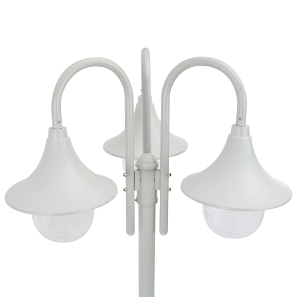 vidaXL Lyktstolpe för trädgård E27 220 cm aluminium 3 lyktor vit Vit