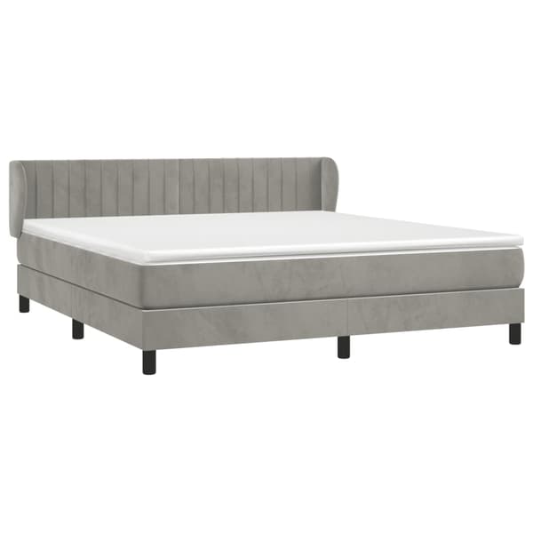 vidaXL Ramsäng med madrass ljusgrå 180x200 cm sammet Grå
