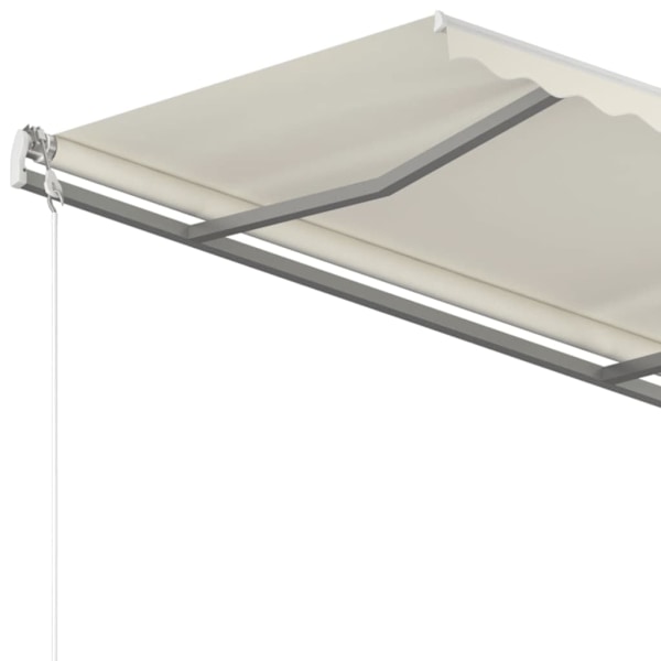 vidaXL Markis med stolpar manuellt infällbar 4x3,5 m gräddvit Creme