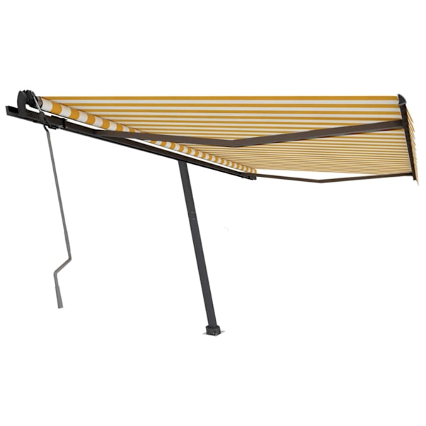 vidaXL Markis manuellt infällbar fristående 400x350 cm gul/vit Gul