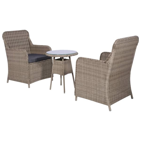 vidaXL Bistrogrupp 3 delar med dynor konstrotting brun Brun