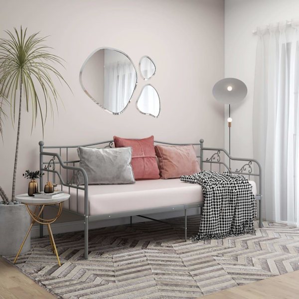 vidaXL Sängram bäddsoffa grå metall 90x200 cm grå