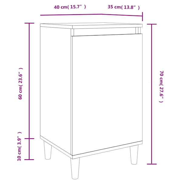 vidaXL Sängbord rökfärgad ek 40x35x70 cm konstruerat trä Brun