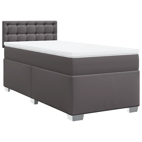 vidaXL Ramsäng med madrass grå 90x190 cm konstläder Grå