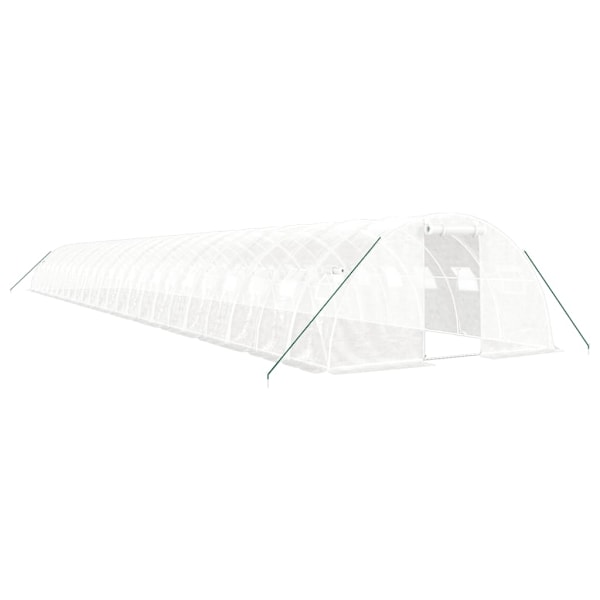 vidaXL Växthus med stålram vit 96 m² 24x4x2 m Vit