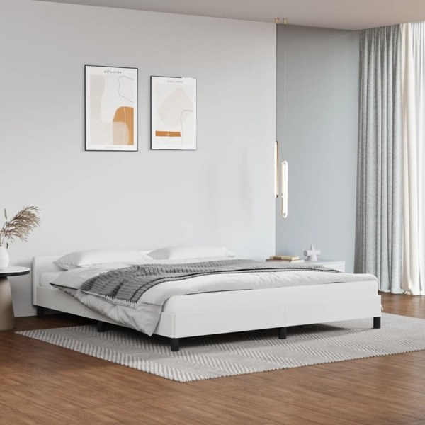 vidaXL Sängram med huvudgavel vit 160x200 cm konstläder Vit