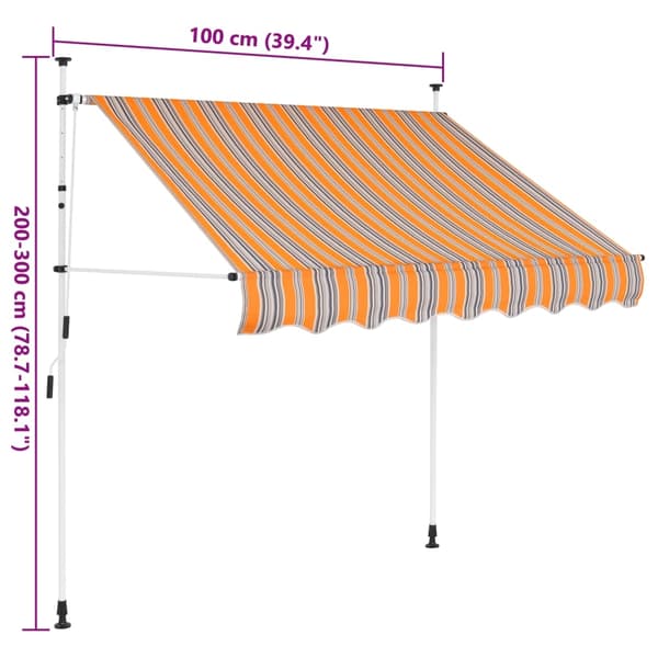 vidaXL Markis manuellt infällbar 100 cm gula och blå ränder multifärg