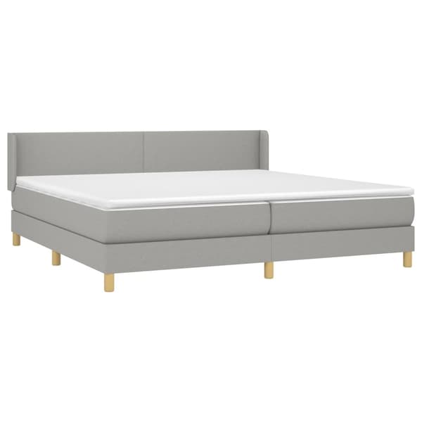 vidaXL Ramsäng med madrass ljusgrå 200x200 cm tyg Grå