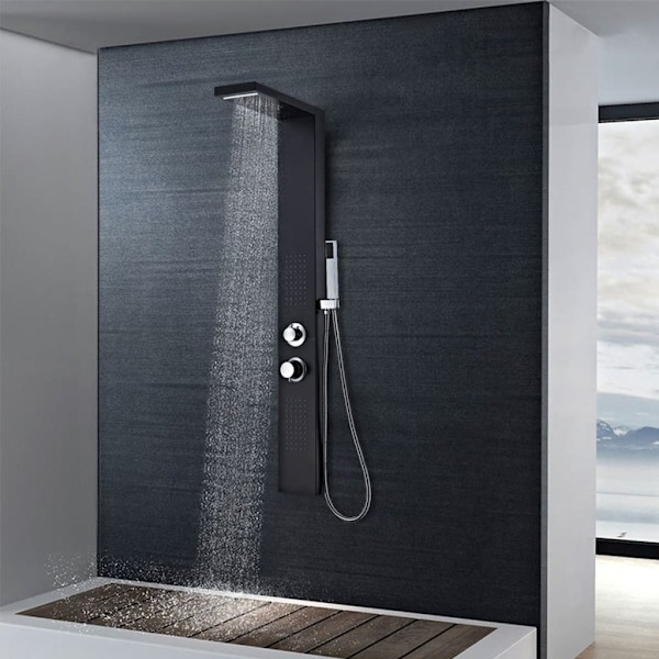 vidaXL Duschpanelsystem aluminium matt svart Svart