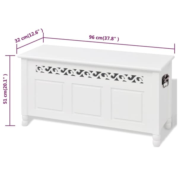vidaXL Förvaringsbänk barockstil MDF vit Vit