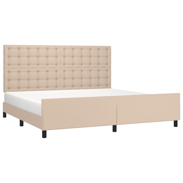 vidaXL Sängram med huvudgavel cappuccino 200x200 cm konstläder Brun