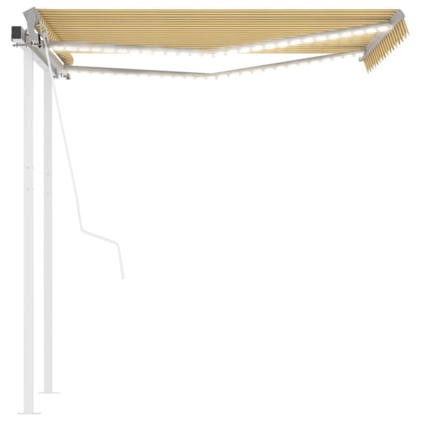 vidaXL Automatisk markis med vindsensor & LED 3,5x2,5 m gul/vit Gul
