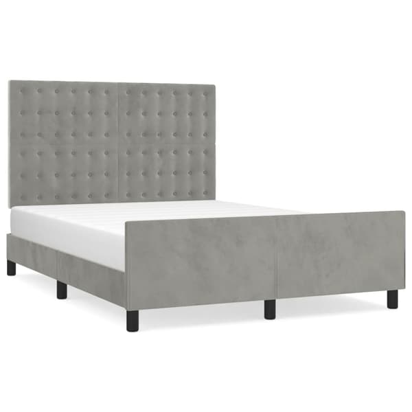 vidaXL Sängram utan madrass ljusgrå 140x190 cm sammet Grå
