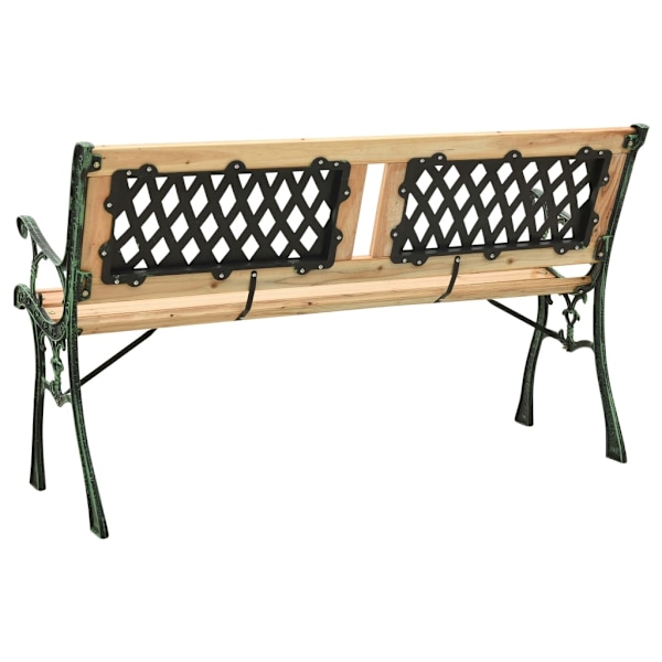 vidaXL Trädgårdsbänk 122 cm gjutjärn och massivt granträ Grön