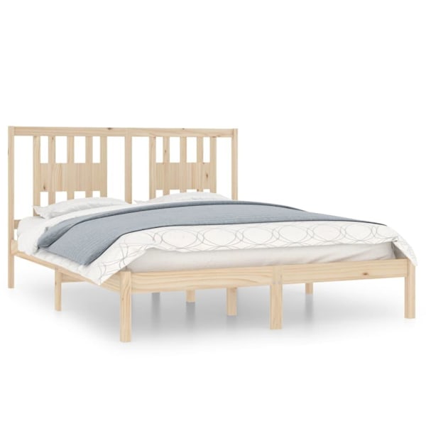 vidaXL Sängram massiv furu 140x200 cm Brun