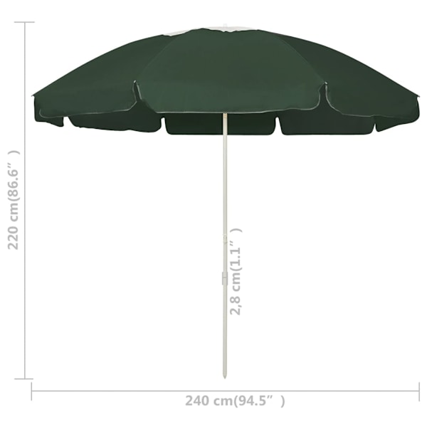 vidaXL Strandparasoll grön 240 cm Grön