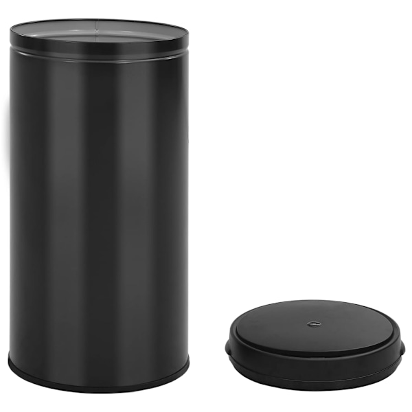 vidaXL Soptunna med automatisk sensor 70 L kolstål svart Svart