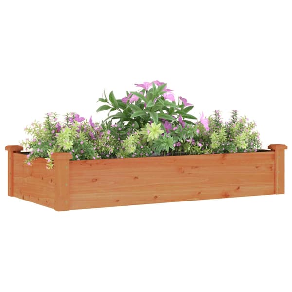 vidaXL Odlingslåda med foder brun 120x60x25 cm massivt granträ Brun