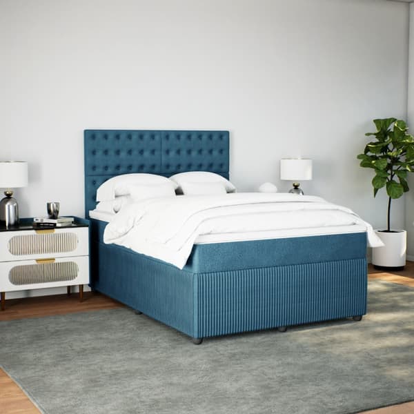vidaXL Ramsäng med madrass blå 140x190 cm sammet Blå