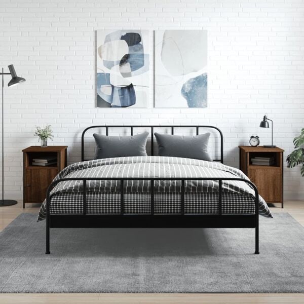 vidaXL Sängbord 2 st brun ek 40x42x60 cm konstruerat trä Brun
