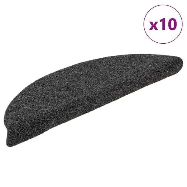 vidaXL Trappstegsmattor självhäftande 10 st antracit 56x17x3 cm brodyr Brun