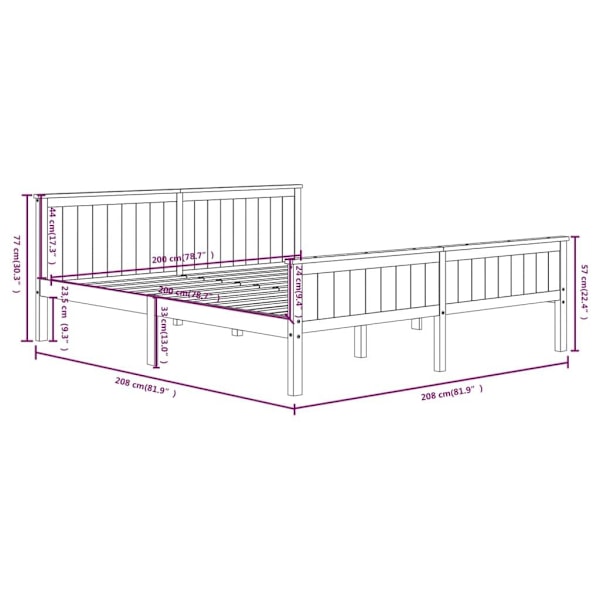 vidaXL Sängram honungsbrun massiv furu 200x200 cm Brun