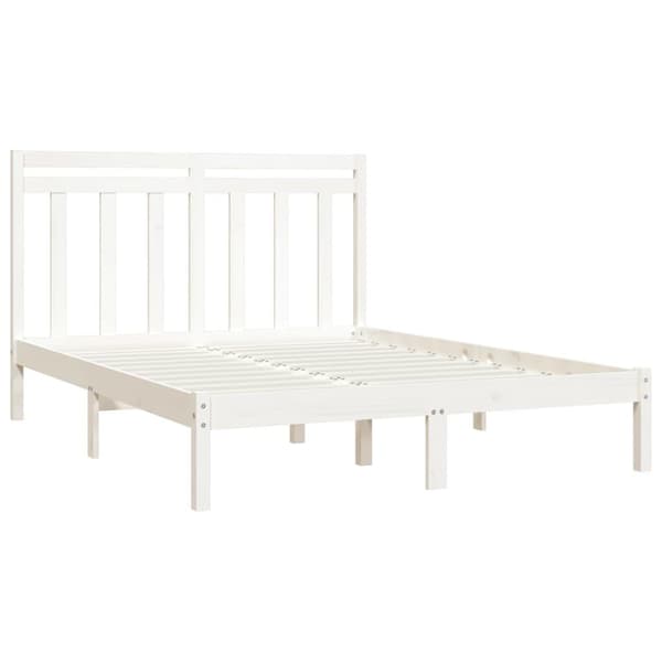 vidaXL Sängram vit massivt trä 150x200 cm Vit