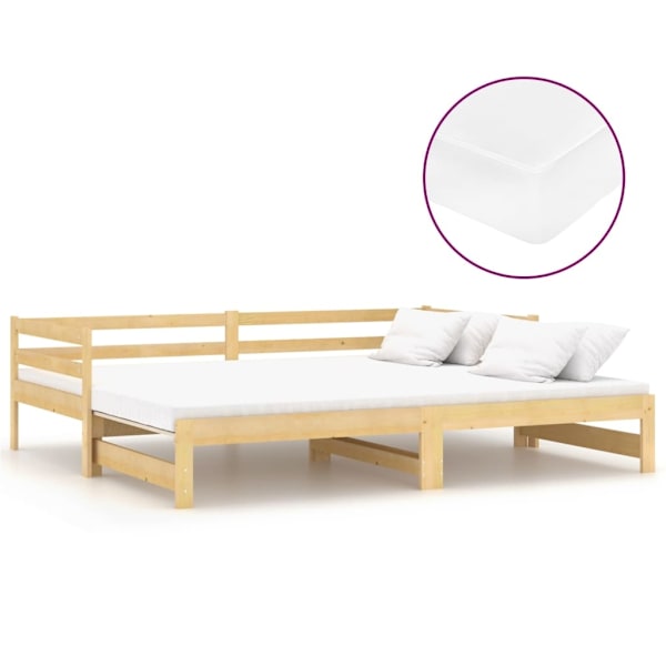 vidaXL Dagbädd utdragbar 2x(90x200) cm massiv furu Vit
