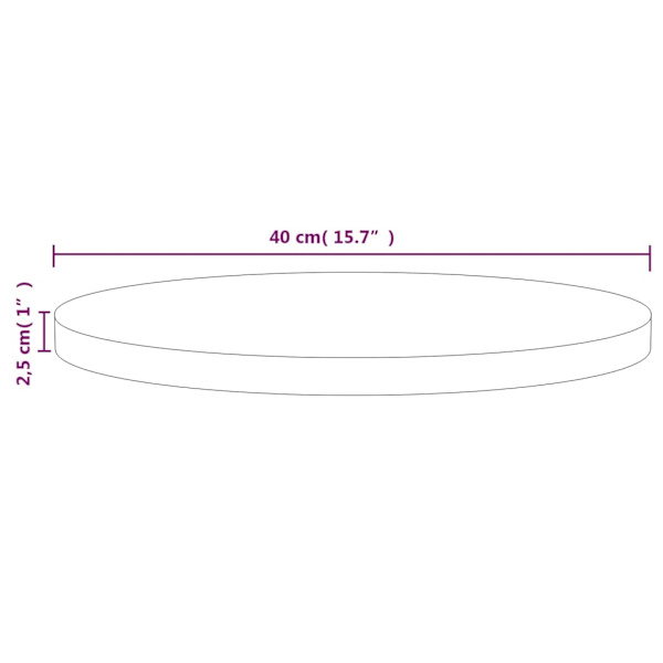 vidaXL Bordsskiva Ø40x2,5 cm massiv furu Brun