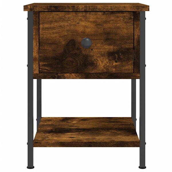 vidaXL Sängbord rökfärgad ek 34x35,5x45 cm konstruerat trä Brun