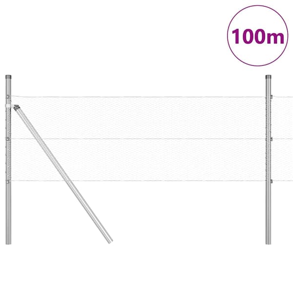 vidaXL Hexagonalt staket markfäste 100 x 0,5 m Galvaniserat stål Mesh Silver