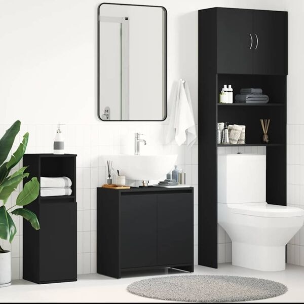 vidaXL Badrumsskåp svart 60x33x61 cm konstruerat trä Svart
