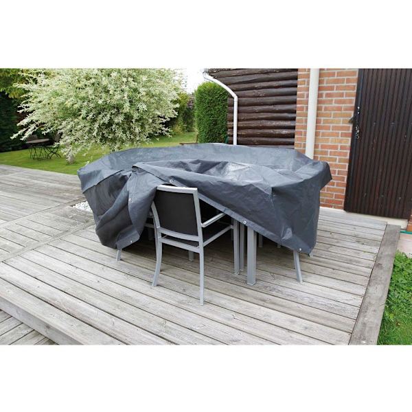 Nature Överdrag för trädgårdsmöbler 90 x 325 205 cm PE mörkgrå Svart