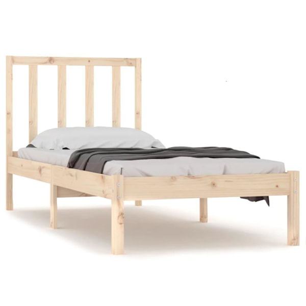 vidaXL Sängram massiv furu 100x200 cm enkelsäng Brun