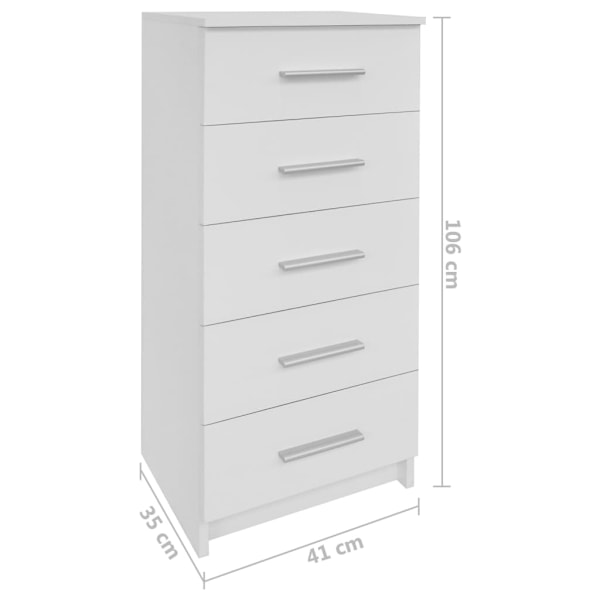 vidaXL Hög byrå konstruerat trä 41x35x106 cm vit Vit