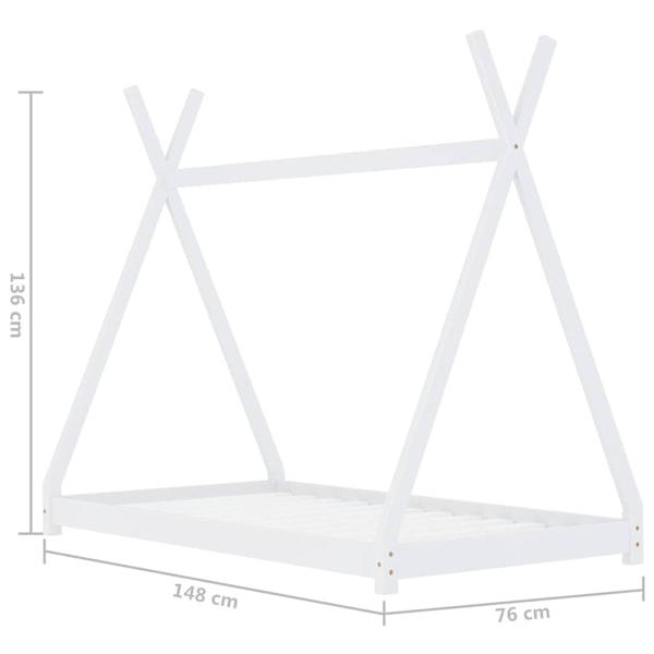 vidaXL Barnsäng vit massiv furu 70x140 cm Vit