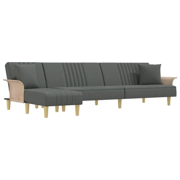 vidaXL L-formad bäddsoffa mörkgrå 279x140x70 cm tyg Grå