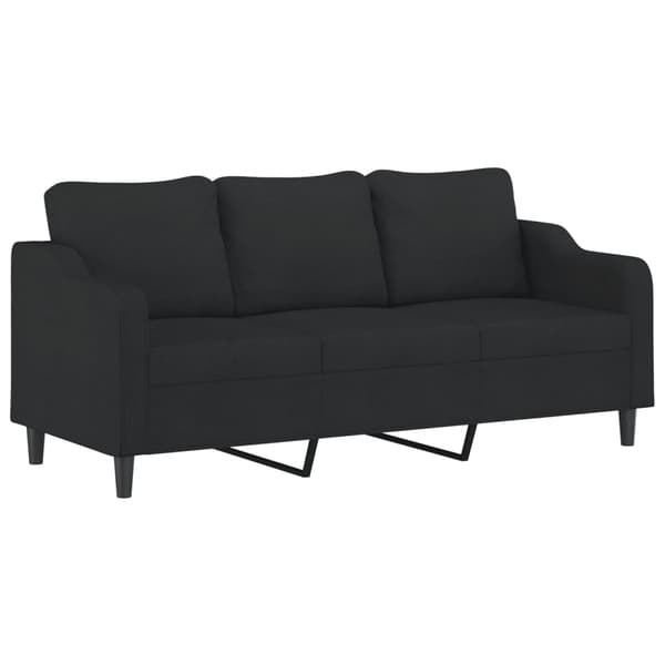 vidaXL Soffgrupp med dynor 3 delar svart tyg art