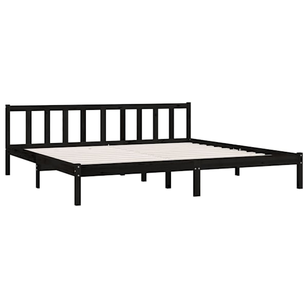 vidaXL Sängram svart massiv furu 200x200 cm Svart
