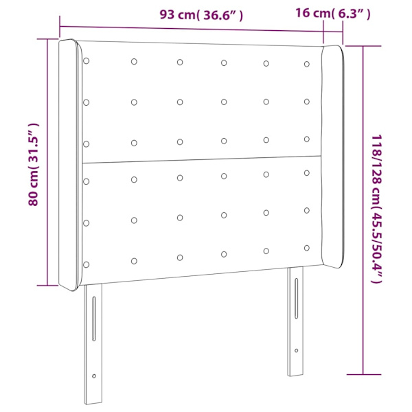 vidaXL Sänggavel LED svart 93x16x118/128 cm konstläder Svart