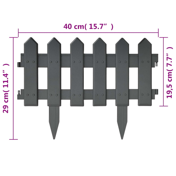 vidaXL Rabattkant 25 delar antracit 10 mm PP Antracit