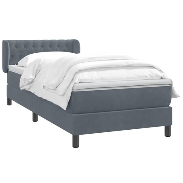 vidaXL Ramsäng med madrass mörkgrå 80x210 cm sammet Grå