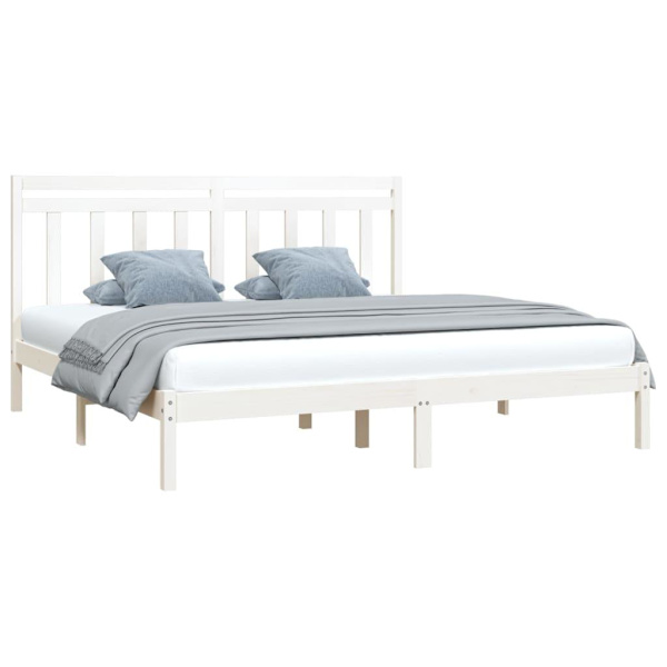 vidaXL Sängram vit massivt trä 200x200 cm Vit