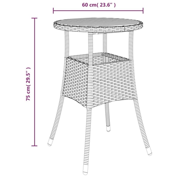 vidaXL Trädgårdsbord Ø60x75 cm akaciaträ och konstrotting grå grå