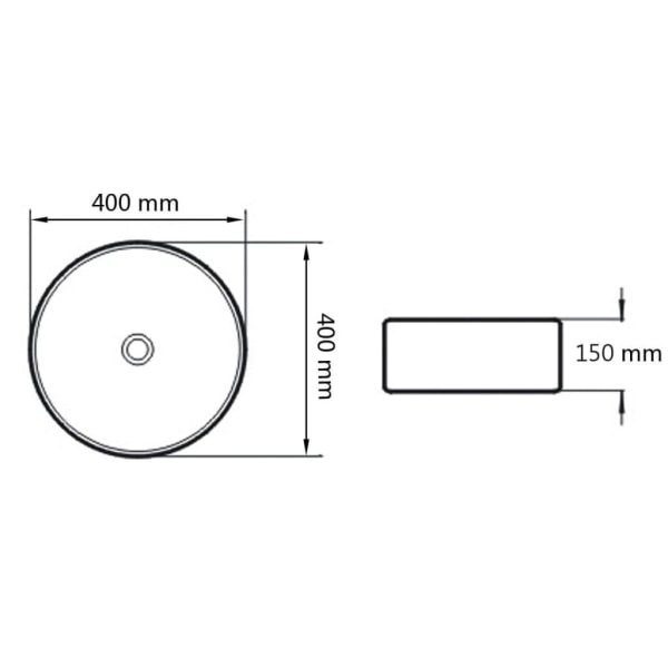 vidaXL Handfat rund keramik vit 40x16 cm Vit