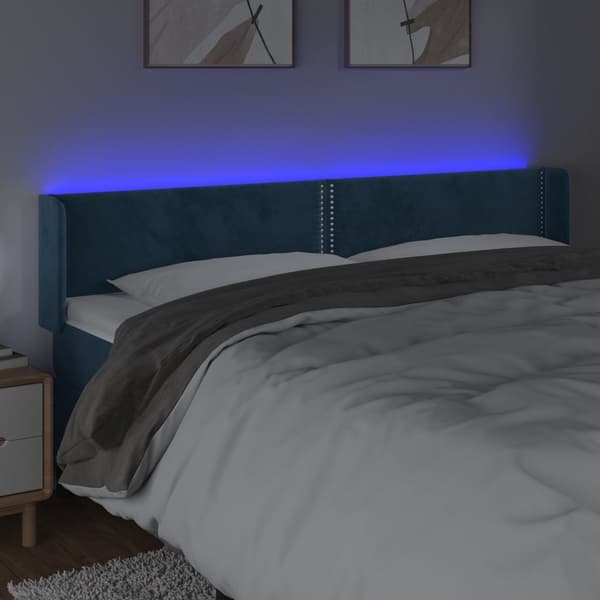 vidaXL Sänggavel LED mörkblå 183x16x78/88 cm sammet Blå