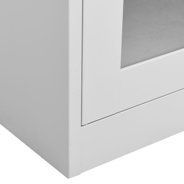 vidaXL Dokumentskåp ljusgrå 90x40x180 cm stål och härdat glas grå