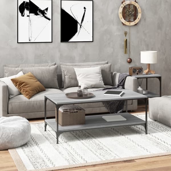 vidaXL Soffbord grå sonoma 80x50x40 cm konstruerat trä Grå